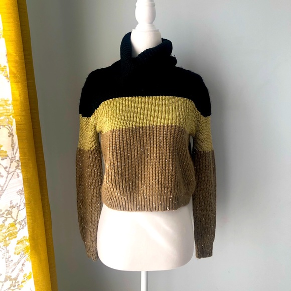 sophyline & co striped slightly cropped knitted turtleneck sweater. Size… - Picture 2 of 4